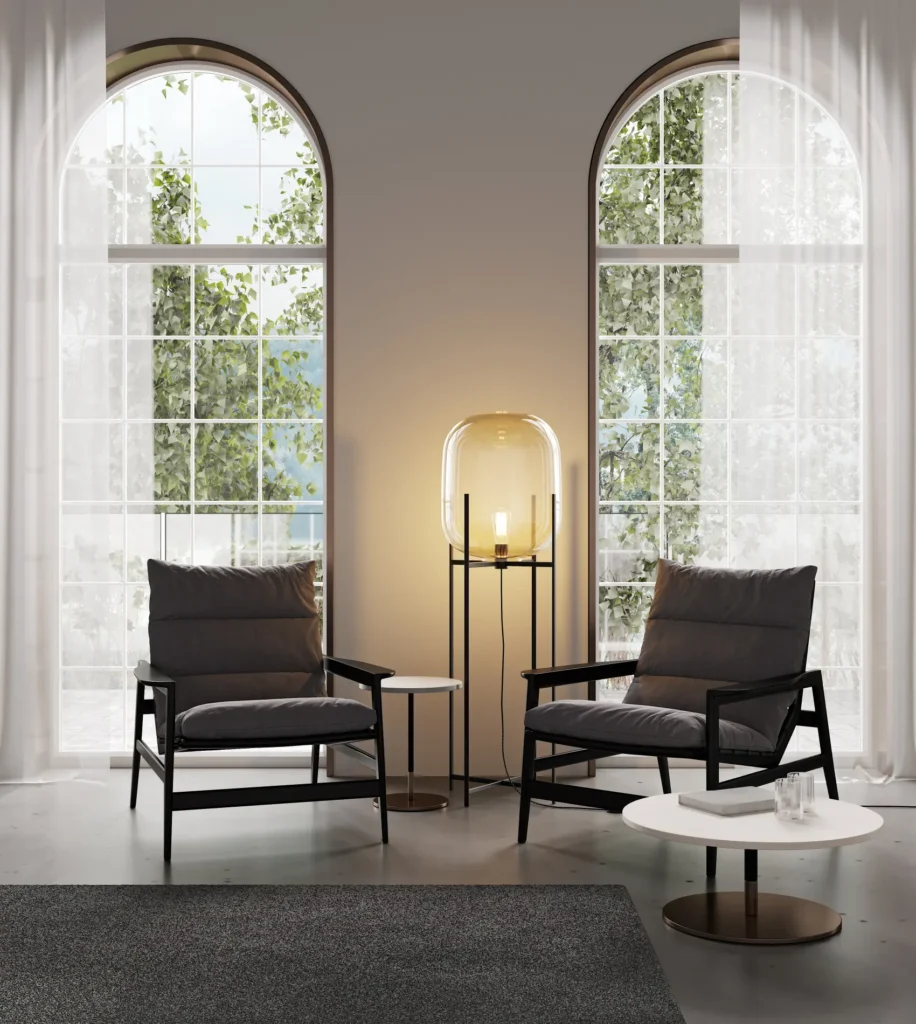 A modern seating area showcasing stylish and functional furniture, emphasizing comfort and design aesthetics.